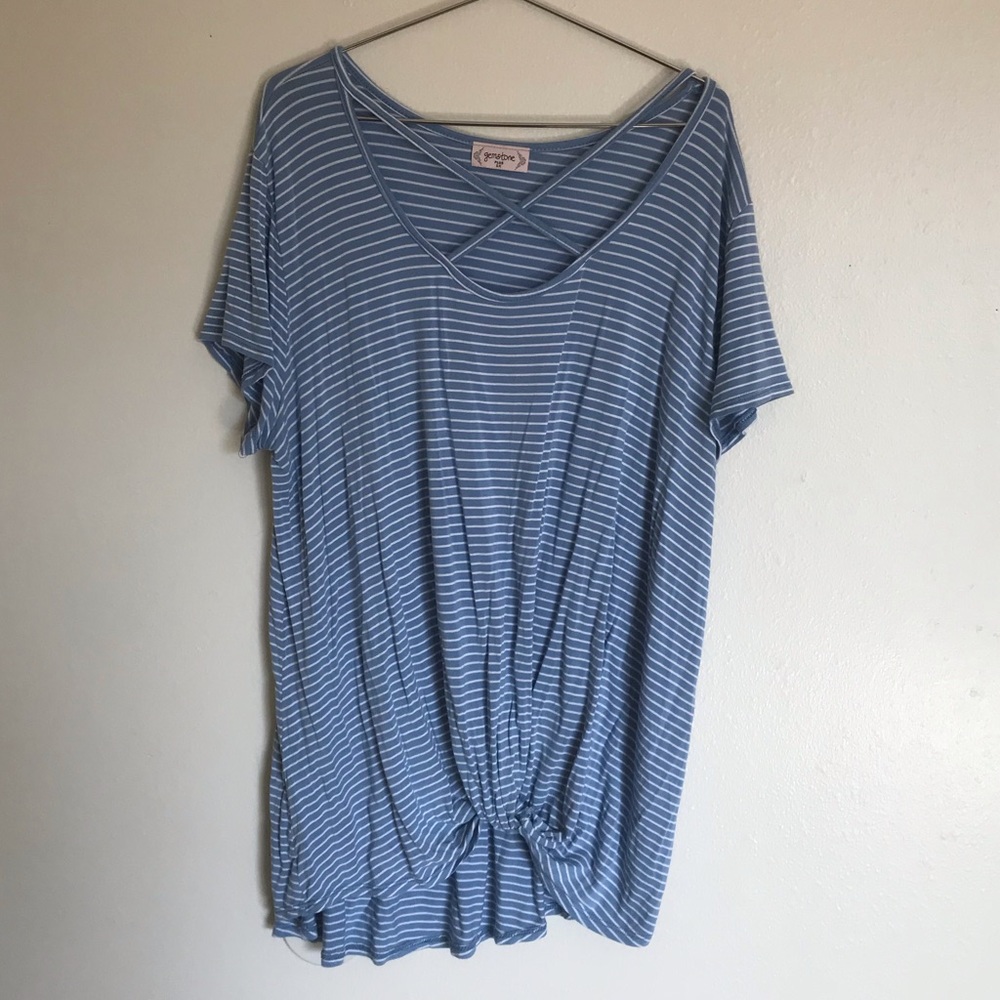 Cute strappy gemstone striped shirt